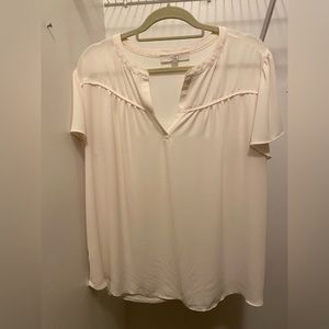 LOFT Ivory Blouse Short Sleeves